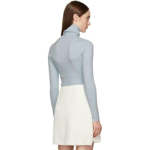 See By Chloe Blue Bisou Turtleneck Ribbed Long Sleeve Sweater Lip Detail S - Picture 3 of 8
